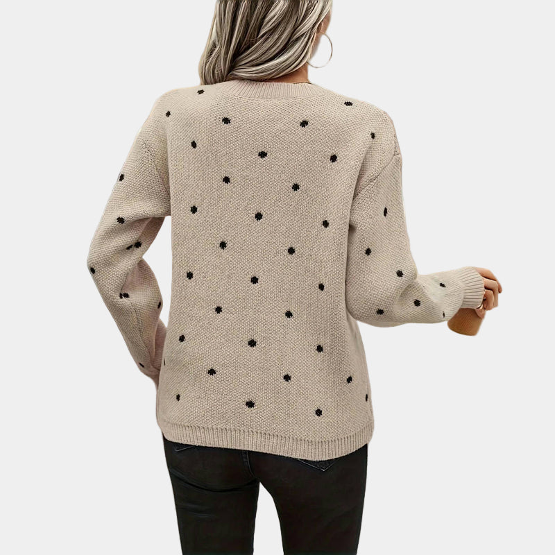 Darielle | Sophisticated Polka Dot Knitted Sweater