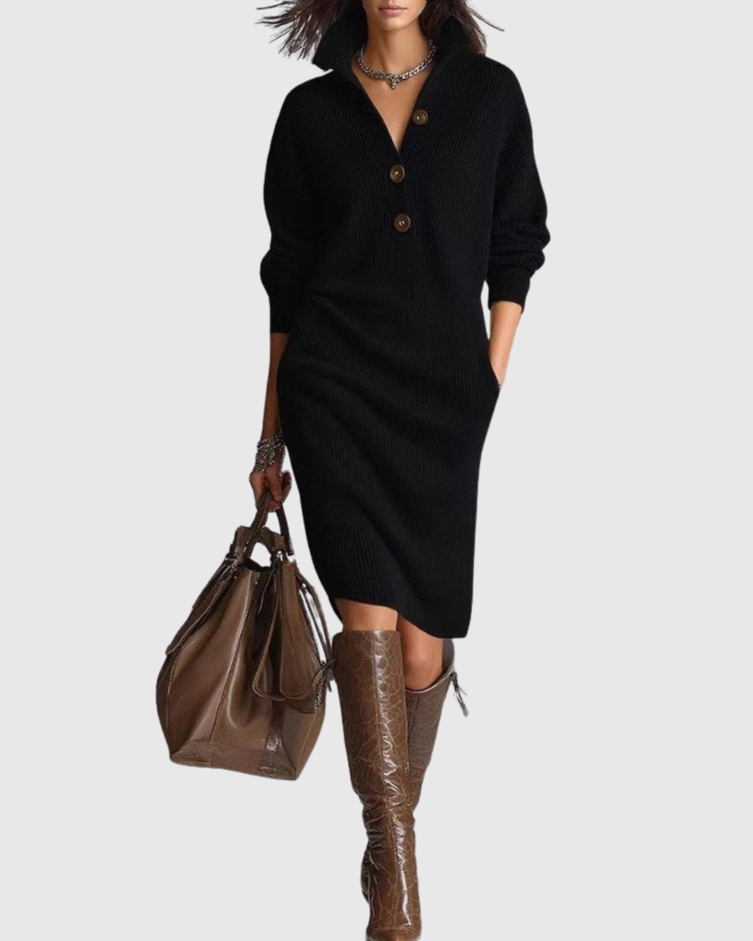 ARIANELL PURE WOOL KNIT MIDI DRESS