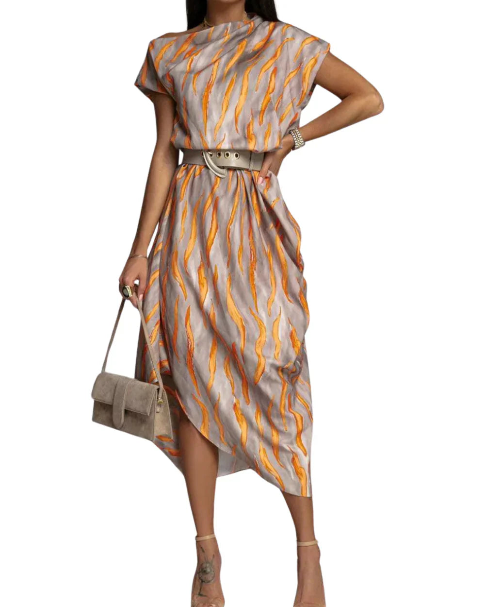 CHARMIE | ASSYMETRICAL SATIN DRESS