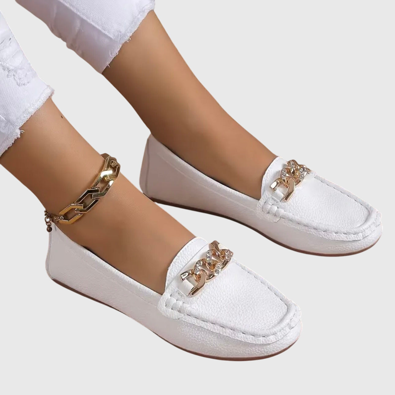 Eden - Flat Diamond Buckle Loafers