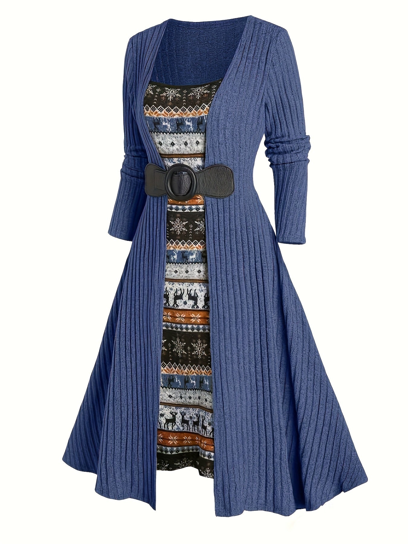 MIRELLE LONG-SLEEVE RIBBED DRESS