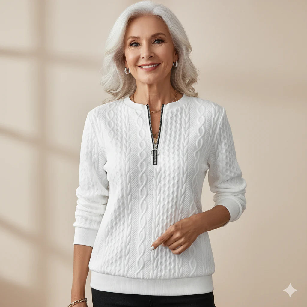 EMMA ZIP-UP CABLE KNIT CARDIGAN