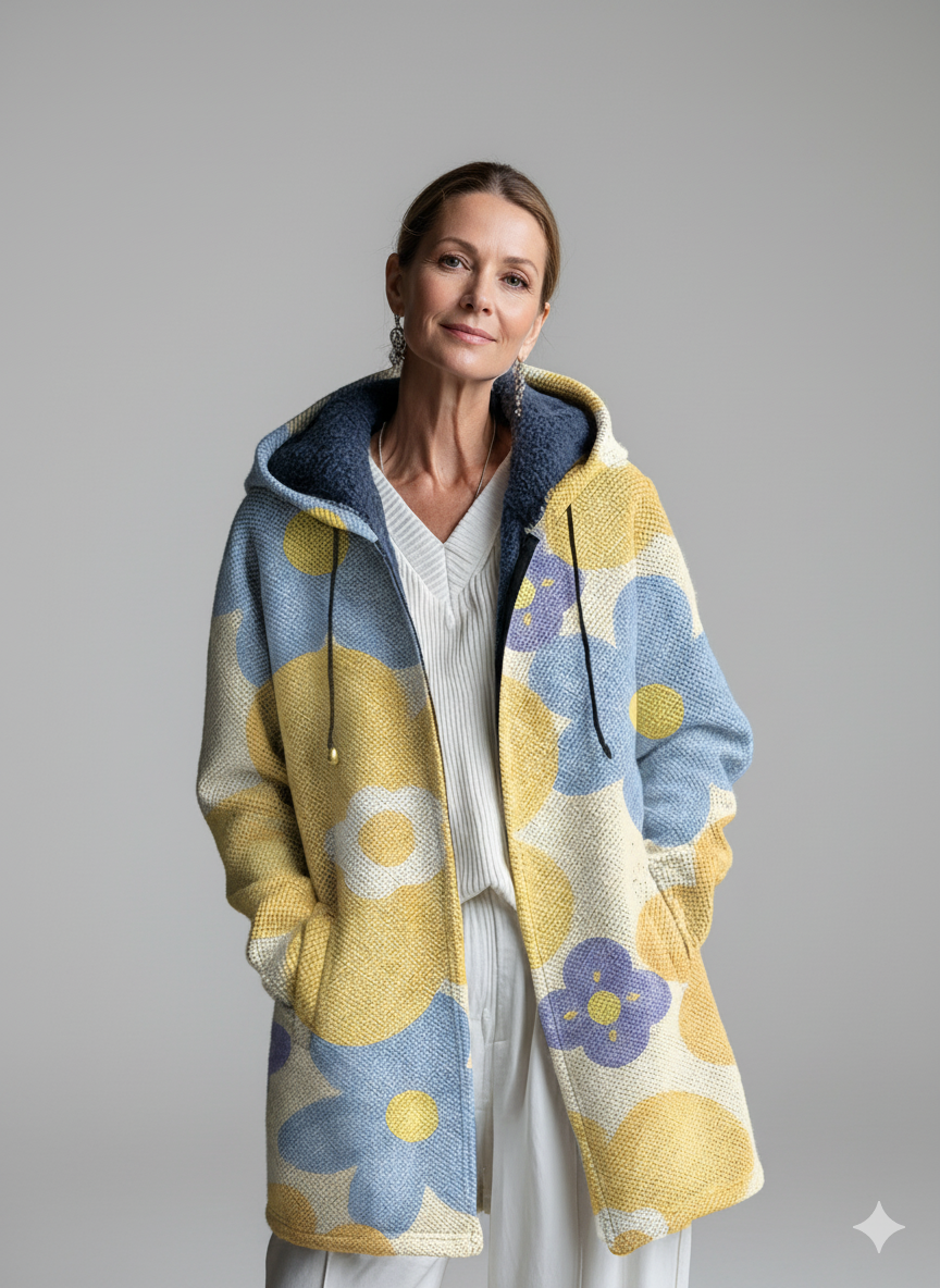 Beautiful Colourful Abstract Floral Art Print Unisex Plush Thick Long-Sleeved Sweater Cardigan Coat