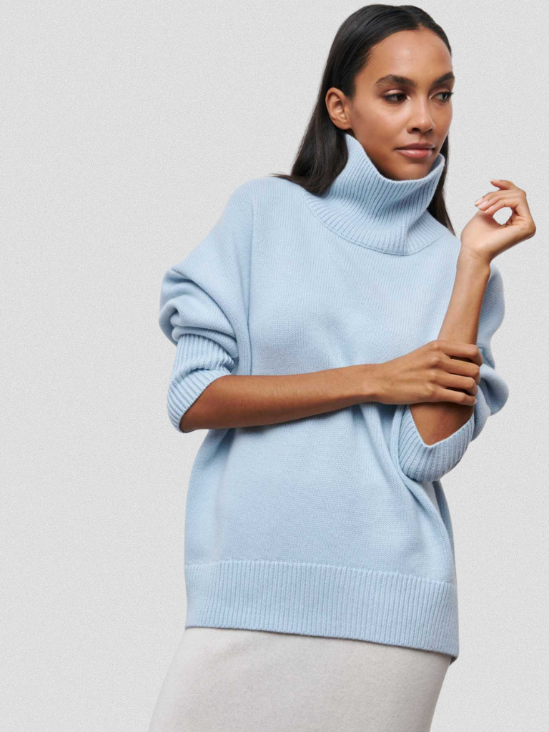 ELENA HIGH-COLLAR KNIT SWEATER