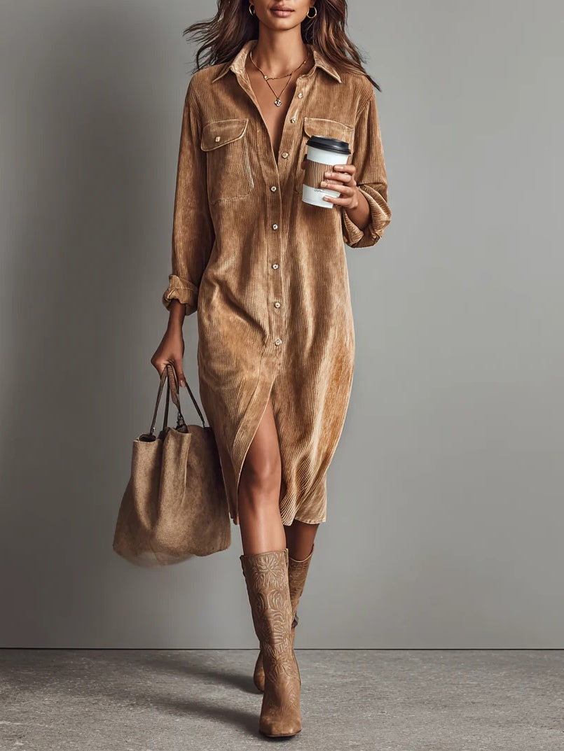 AVERY CORDUROY MIDI DRESS
