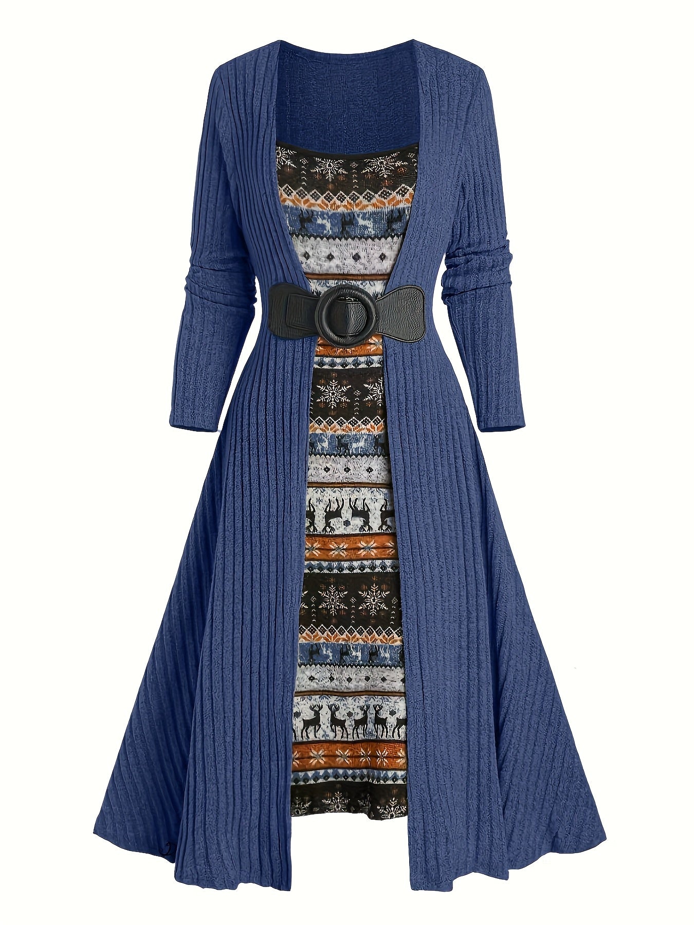 MIRELLE LONG-SLEEVE RIBBED DRESS