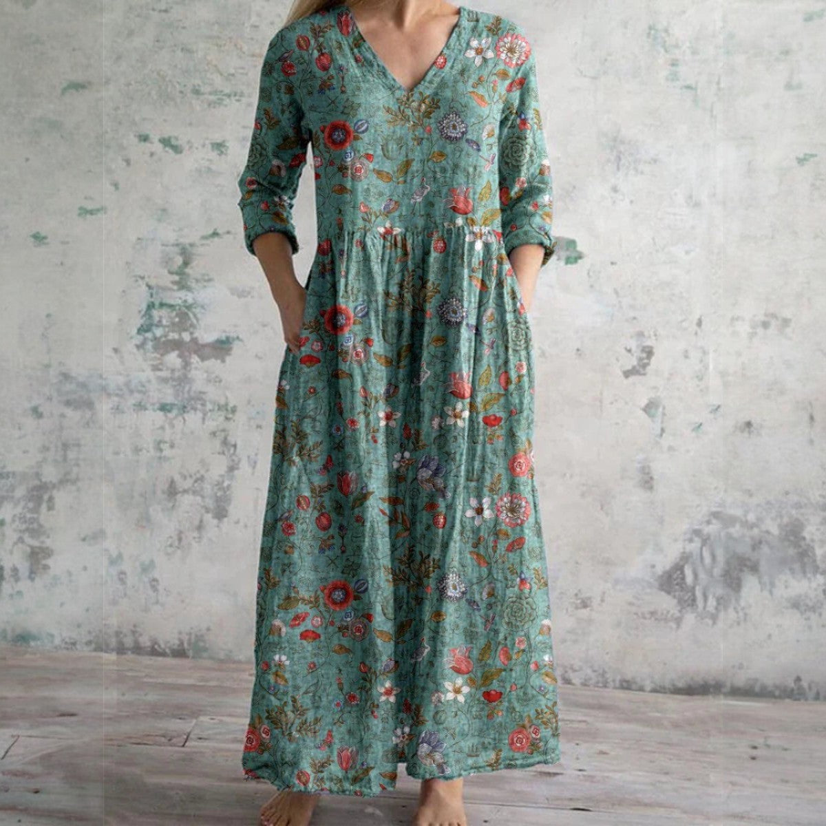 FAYE | HALF-SLEEVED FLORAL DRESS