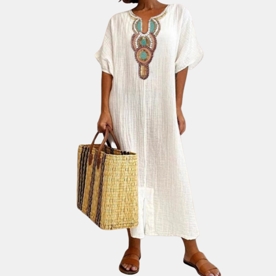 Soliane | Summer Embroidered Maxi Dress