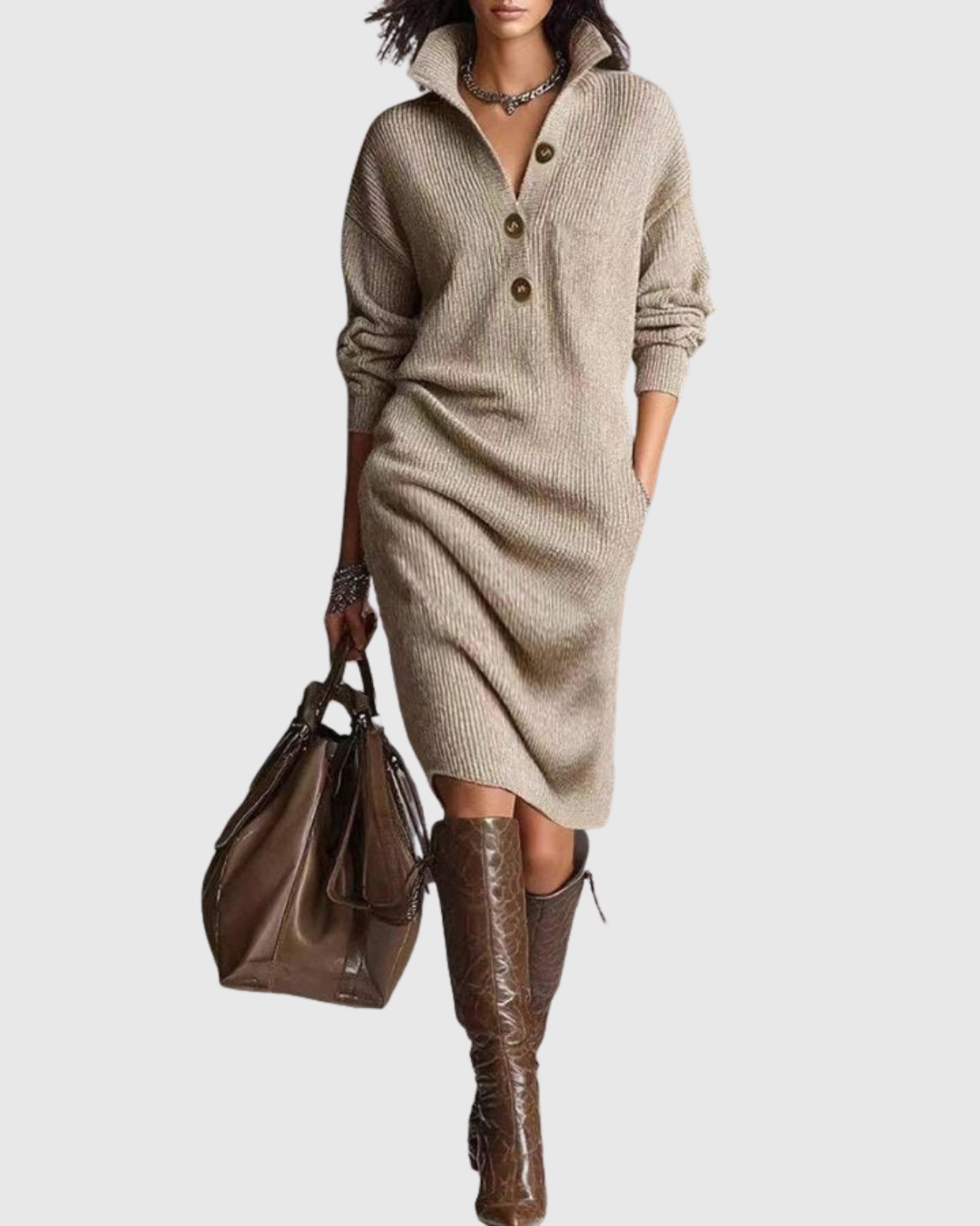 ARIANELL PURE WOOL KNIT MIDI DRESS