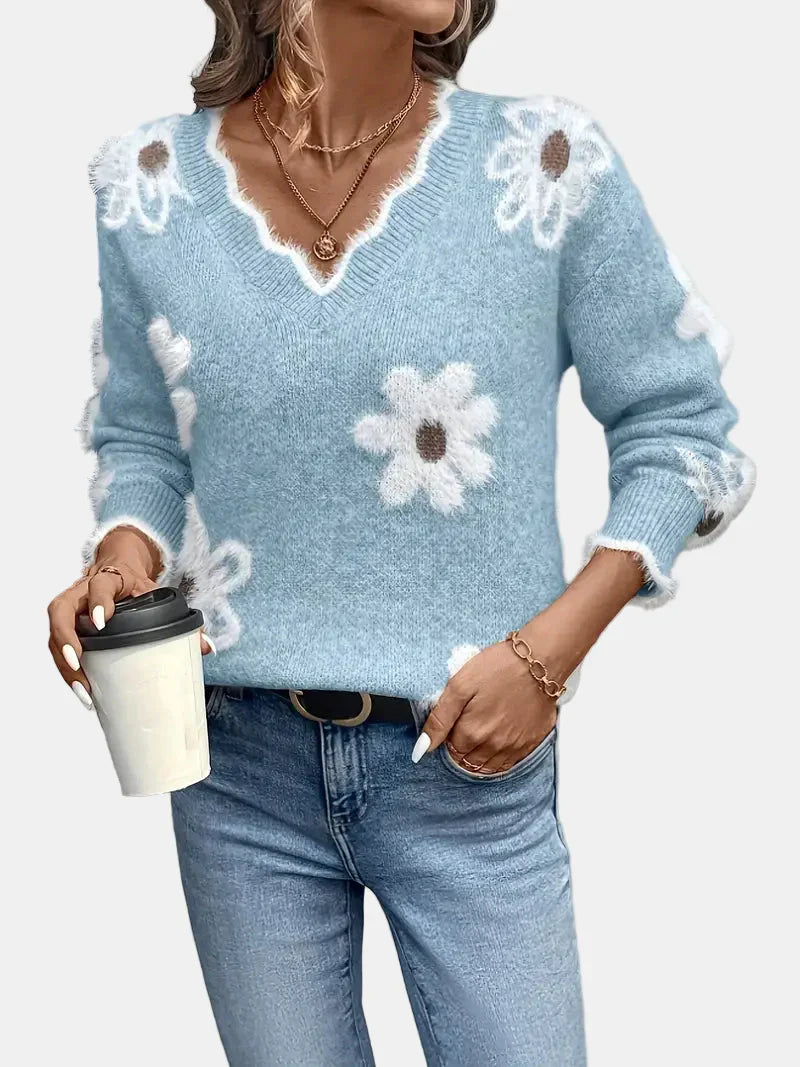 Charlotte | Timeless V-Neck Floral Sweater