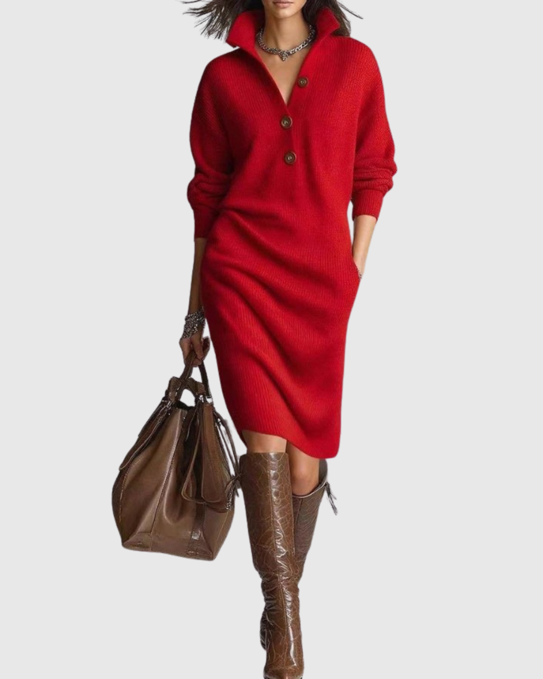 ARIANELL PURE WOOL KNIT MIDI DRESS