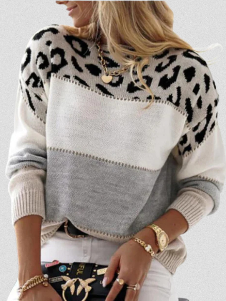 EMMA LEOPARD ACCENT SWEATER