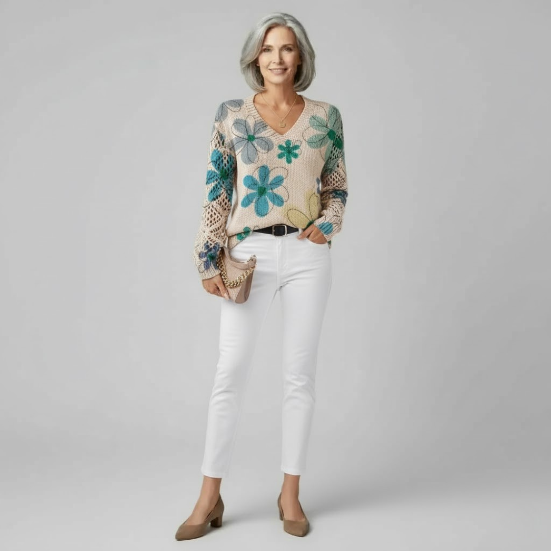 Elaine | Floral Knit Sweater