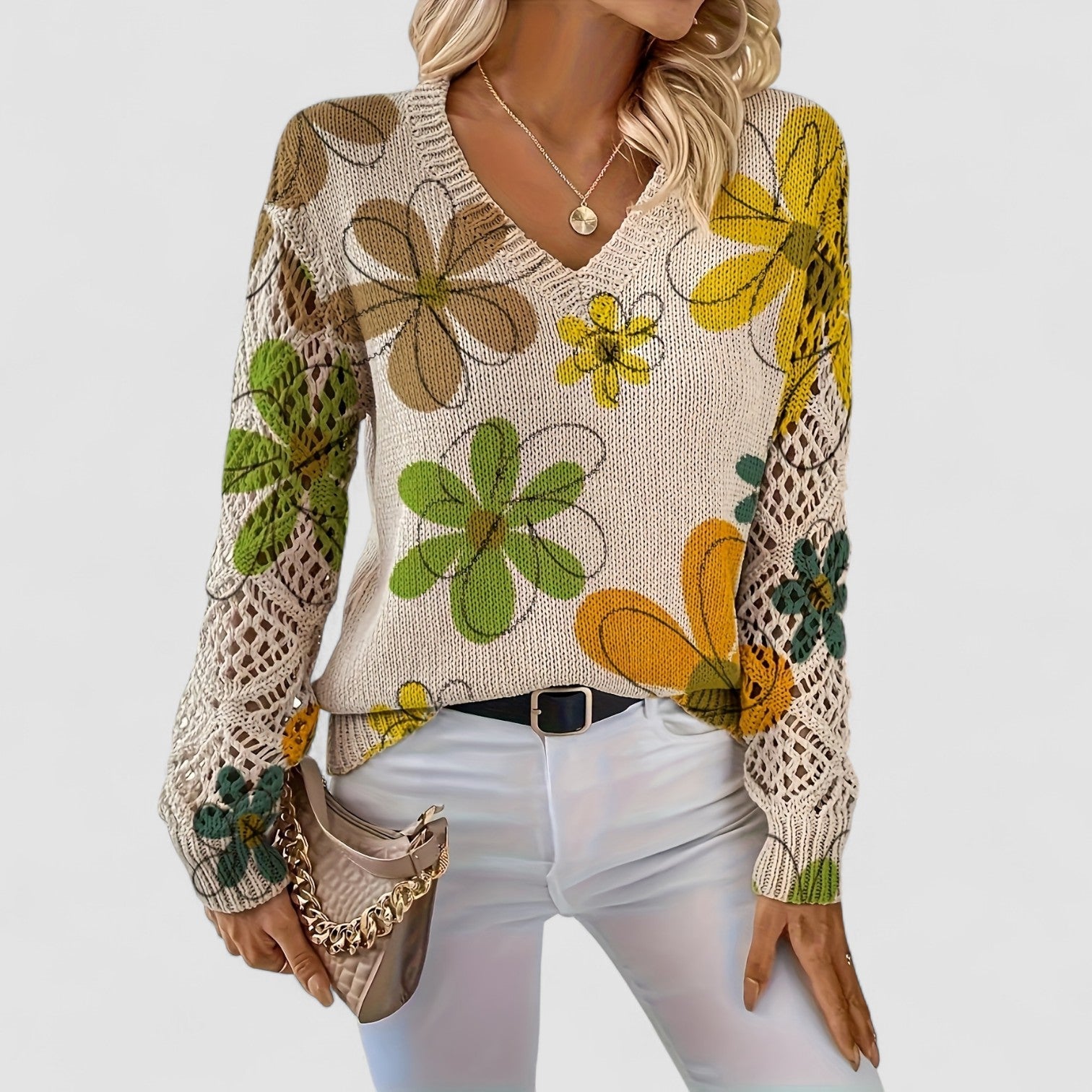 Elaine | Floral Knit Sweater