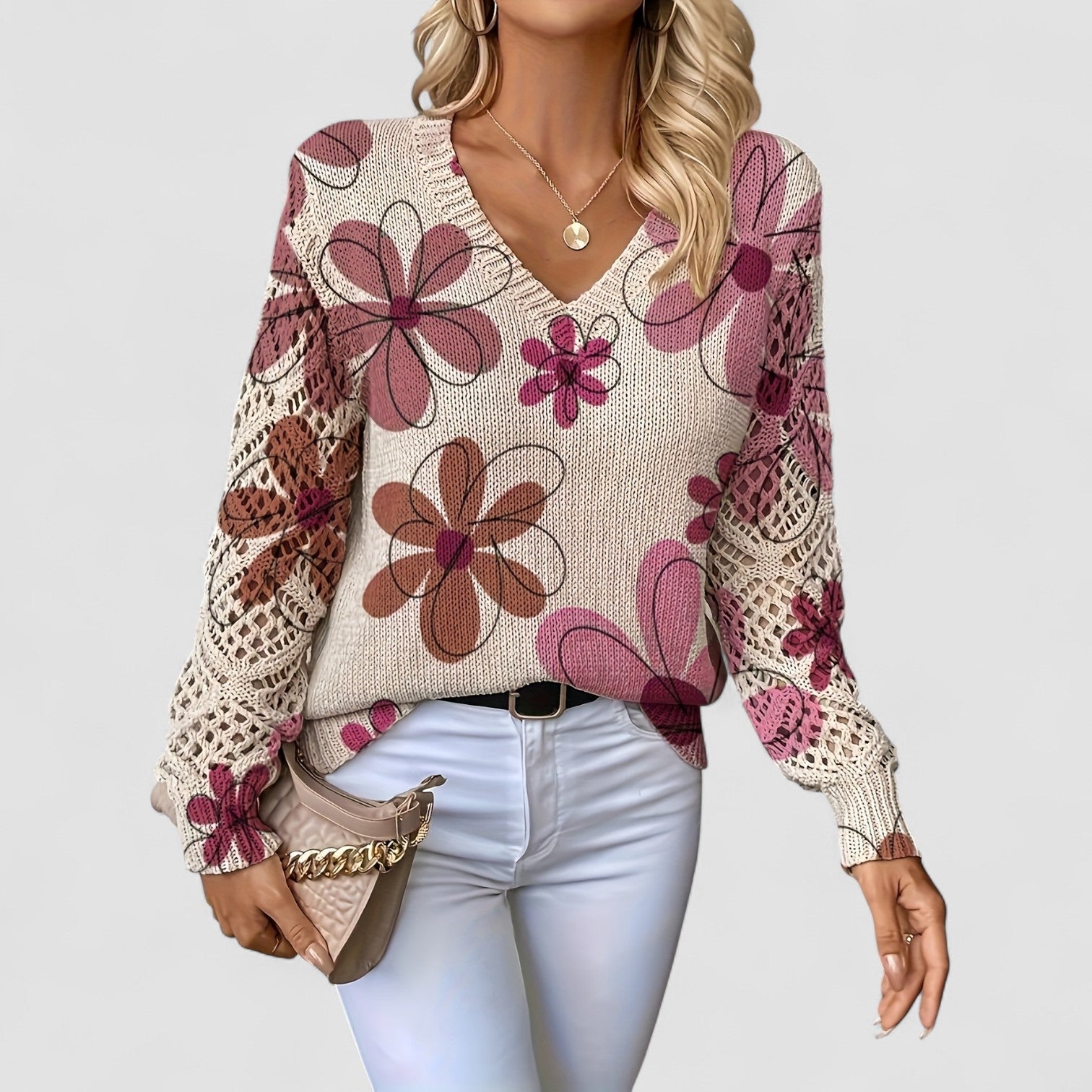 Elaine | Floral Knit Sweater